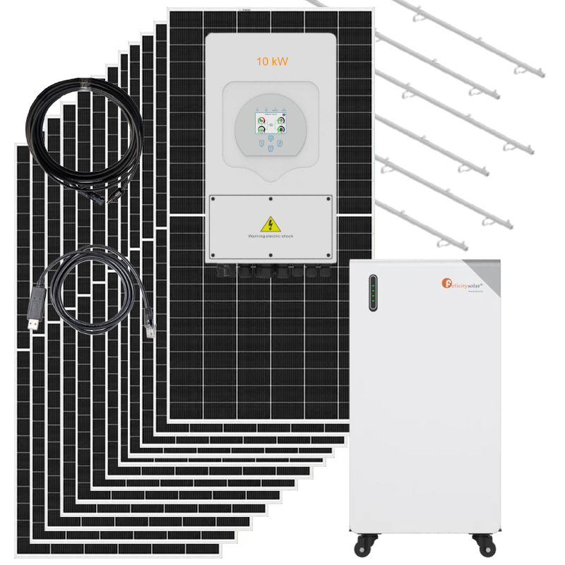 Kit solar trifásico Deye 10kW con batería de litio Felicity 16kWh para autoconsumo