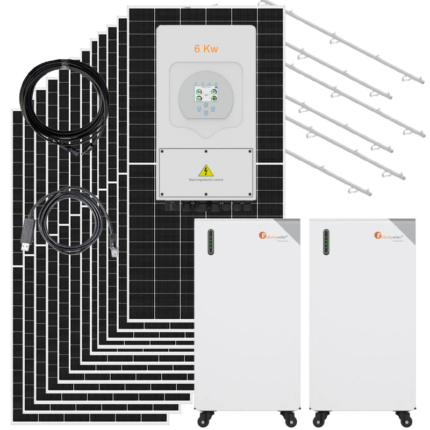 Kit solar Deye 6kW con batería de litio 16kWh para vivienda aislada y autoconsumo