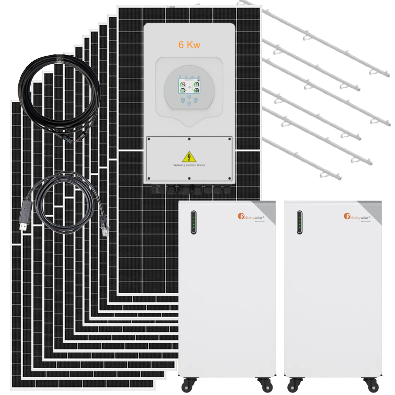Kit solar Deye 6kW con batería de litio 16kWh para vivienda aislada y autoconsumo