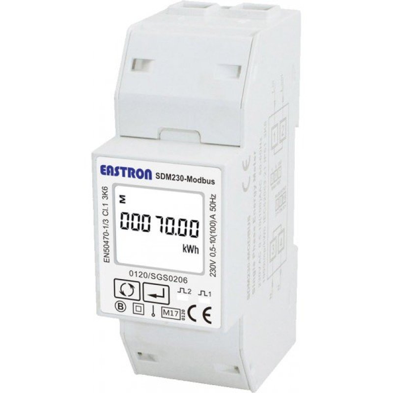 Medidor de energía EASTRON SDM230 Modbus monofásico para carril DIN