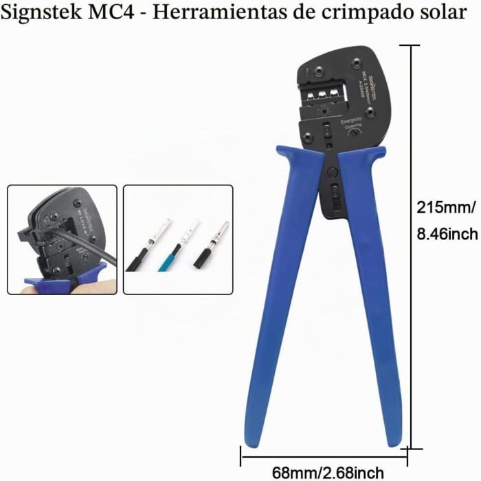 Crimpadora de terminales MC4 solares para conectores de panel fotovoltaico 2,5-6 mm² - Imagen 4
