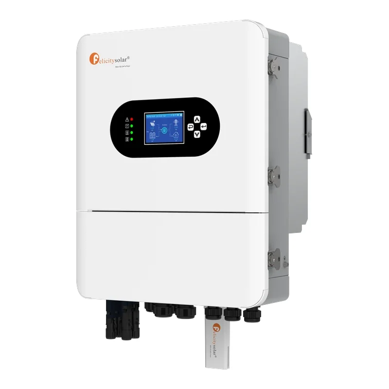 Inversor híbrido Felicity Solar IVGM6KLP1G2 de 6 kW visto de frente.