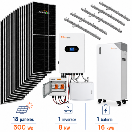 Kit Solar 10800Wp 8kW monofásico con batería Felicity 16kWh