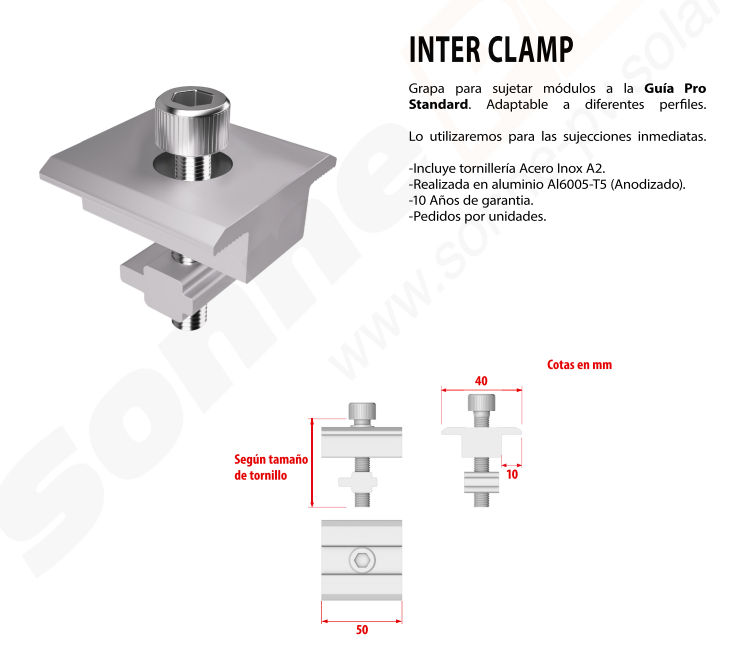 Grampo Intermédio Inter Clamp 30 mm para Estrutura Solar - Image 2