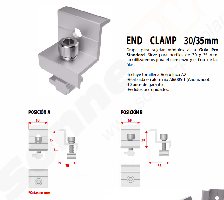 Grampo Final End Clamp 30 mm para Estrutura Solar - Image 2