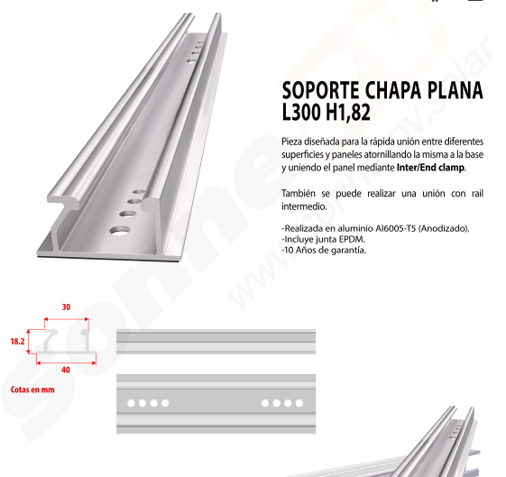 Support pour bac acier L300 H18,2 Sonne PV – Image 2
