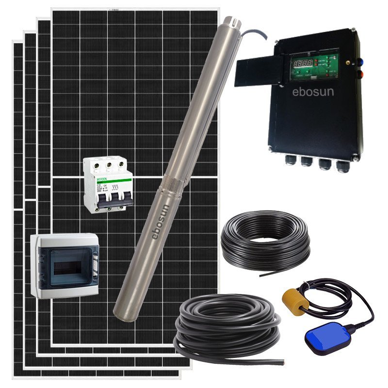 Kit de Bomba Solar Submersível até 140 m — de 500 a 3000 L/h