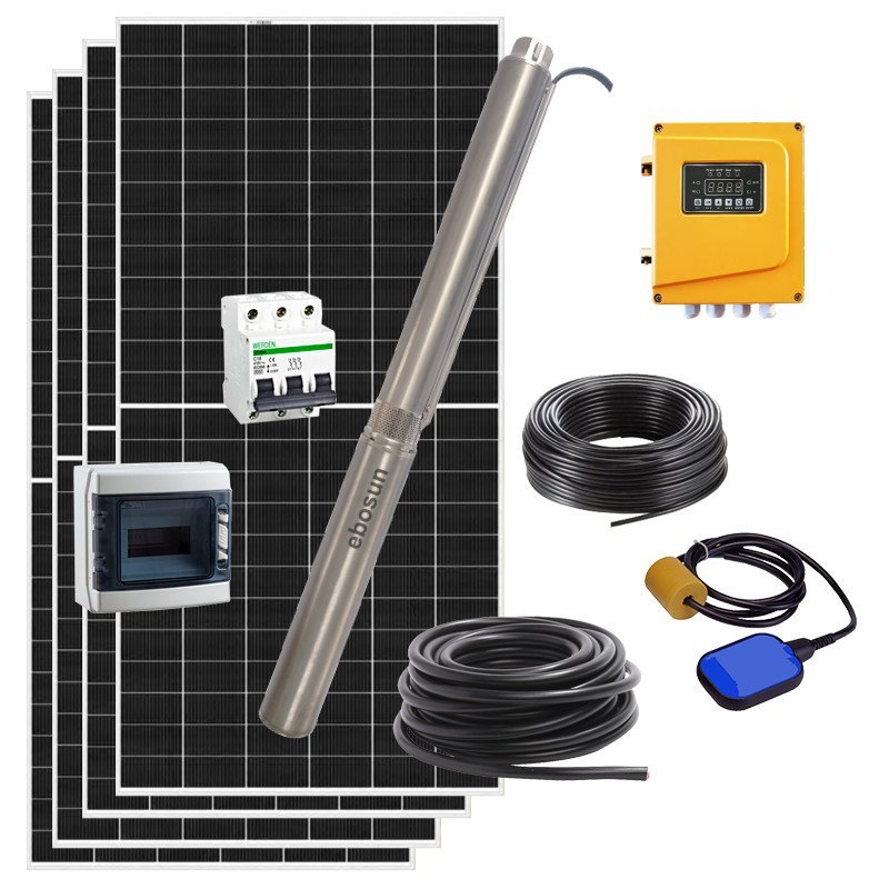 Kit de Bomba Solar Submersível até 240 m — de 500 a 2500 L/h