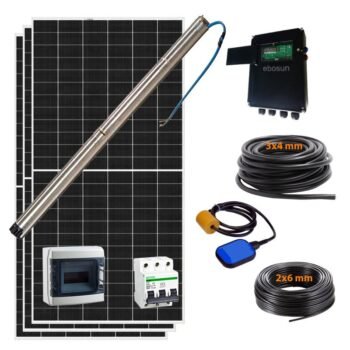 Kit de pompage solaire immergé grand débit jusqu’à 70 m — 4 a 14 m³/h